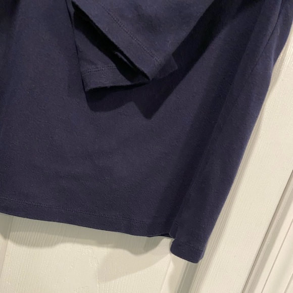 Laura Scott Size LP Navy Blue 3/4 Sleeve V Neck Top Satib Embroidered Trim - Picture 6 of 12